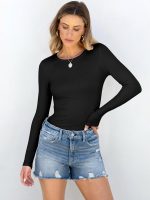 ANRABESS Women Long Sleeve Shirts Rib Knit Slim Fit Tops Basic Tee 2025 Fall Outfits Casual T-Shirt Underscrubs Layer Clothes - Image 3