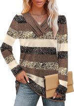 WIHOLL Long Sleeve Shirts for Women Fall Outfits V Neck T Shirts Button Down Tunic Tops Fashion Clothing - Image 3