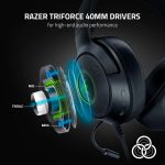 Razer Kraken V3 X Wired USB Gaming Headset: Lightweight Build - Triforce 40mm Drivers - HyperClear Cardioid Mic - 7.1 Surround Sound - Chroma RGB Lighting - Black - Image 4