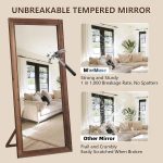 Rustic Farmhouse Full Length Mirror with Stand 71"X32" Large Wood Frame Floor Mirror, Leaning or Wall Mounted Free Standing Mirror for Entryway Bedroom Living Room, Tempered Glass, Brown - Image 5