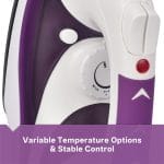 MARTISAN Steam Iron, New Version, Rapid Heating, Powerful Steam, Anti-Calc, Self-Cleaning, Smooth Non-stick Soleplate, Variable Temperature, Steam Burst, Grape Purple, 1200 Watts - Image 3
