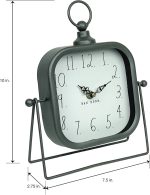 Rae Dunn Desk Clock - Battery Operated Modern Metal Rustic Design with Top Loop for Bedroom, Office, Kitchen - Small Classic Analog Display - Chic Home Décor for Desktop Table, Countertop - Image 3