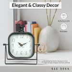 Rae Dunn Desk Clock - Battery Operated Modern Metal Rustic Design with Top Loop for Bedroom, Office, Kitchen - Small Classic Analog Display - Chic Home Décor for Desktop Table, Countertop - Image 4