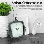 Rae Dunn Desk Clock - Battery Operated Modern Metal Rustic Design with Top Loop for Bedroom, Office, Kitchen - Small Classic Analog Display - Chic Home Décor for Desktop Table, Countertop - Image 5