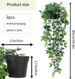 Artificial Hanging Plants, 2pcs artificial plants indoors in pots, Greenery Fake Plants Decor, Small Artificial Plants in Pots, Fake Potted Plants, Faux Plants for Wall Home Room Office Decor - Image 4