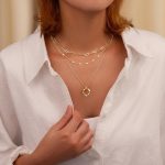 Layered Gold Necklaces for Women,Stackable Dainty 14K Gold Silver Plated Trendy Circle Paperclip Chain Pendant Choker Necklace,Simpl Diamond Cross Bow Jewelry Set Gifts for Women - Image 4