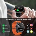 Military Smart Watches Built-in GPS, 170+ Sport Modes for Men with Flashlight, Smartwatch for Android Phones and iPhone, 1.43" AMOLED Screen Bluetooth Call Compass Altimeter (Black & Orange (2 Bands)) - Image 4