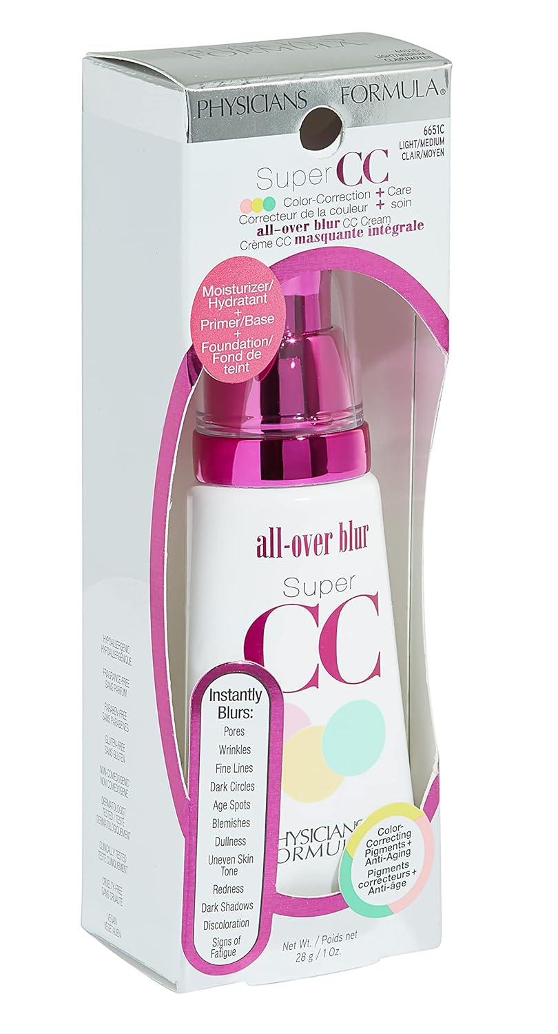 Physicians Formula Super CC+ Cream Foundation, Light Medium, Dermatologist Approved, Color-Correction and Care All-Over Blur CC Cream - Image 7