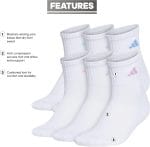adidas Women's Ankle Socks, Athletic Cushioned Quarter Fit, 6-Pack, Durable, Comfortable, Cooling, with Compression, White/Clear Sky Blue/Bliss Lilac Purple, M - Image 3