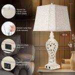 32" Tall Table Lamps Set of 2 - Bedside Lamp with Fabric Shades - for Bedroom and Living Room with USB and Nightlight - Perfect for Nightstands and Bedrooms - Bulbs Included - Image 3