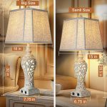 32" Tall Table Lamps Set of 2 - Bedside Lamp with Fabric Shades - for Bedroom and Living Room with USB and Nightlight - Perfect for Nightstands and Bedrooms - Bulbs Included - Image 4