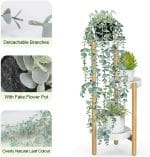 Artificial Hanging Plants, 2 Pack Fake With Pot, Eucalyptus, Indoor Faux Drooping, Potted for Office Desk Living Room Balcony - Image 4