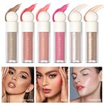 MEICOLY Soft Pinch Liquid Blush & Dewy Cheek Tint, Matte Finish Liquid Contour, Highlight Bronzer Stick Set - Pearl White Highlighter + Rose Pink Blush + Contour - Image 4