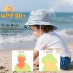 Durio UPF 50+ Beach Baby Sun Hat Sun Protection Cute Wide Brim Summer Baby Boy Bucket Hats Toddler Sun Hats for Girl - Image 3