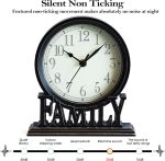 AYRELY® 6.5-Inches Table Clock, Vintage Family Non-Ticking Desk Clock, Retro Mantel Clocks for Living Room, Bedroom, Shelf, Fireplace, Farmhouse Décor (Black) - Image 3