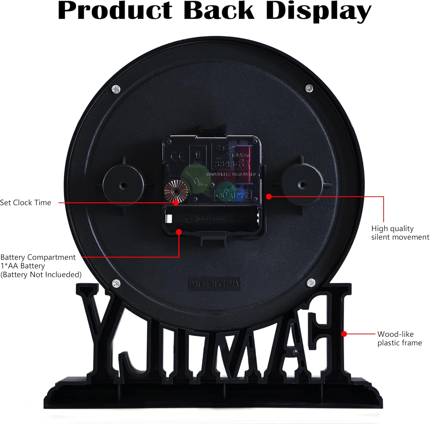 AYRELY® 6.5-Inches Table Clock, Vintage Family Non-Ticking Desk Clock, Retro Mantel Clocks for Living Room, Bedroom, Shelf, Fireplace, Farmhouse Décor (Black) - Image 3