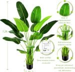 7.2ft Artificial Silk Bird of Paradise Palm Tree (85in) with 17 Trunks Faux Tree and Plastic Nursery Pot, Fake Plant for Office House Farmhouse Living Room Home Decor (Indoor/Outdoor) - Image 3