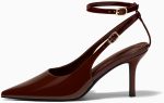 Coutgo Womens Slingback High Heels Closed Pointed Toe Pumps Ankle Strap Work Dress Shoes - Image 4