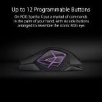 ASUS ROG Spatha X Wireless Gaming Mouse – MMO/MOBA Design, 12 Programmable Buttons, Right-Handed, 168g, Dual-Mode (Wired/2.4GHz), 19K DPI, up to 67Hr Battery, Magnetic Charging Dock, PC/Mac Support - Image 4