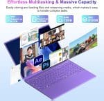 2025 16 Inch Gaming Laptop N5095 (Up to 2.9 GHz) 12GB+512GB SSD Support 1TB Expand Win 11 Laptops 1920 * 1200 FHD Screen 5G WiFi BT 4.2 Webcam Cooling Fan Numeric Keypad-Purple - Image 3