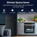 3.2 Cu.Ft Fridge with Freezer with 2 Doors, Refrigerator with 7 Level Temperatures, LED Light, Adjustable Shelves, Food Storage Cooling Drink for Bedroom, Office, Dorm, Apartment, Black - Image 3