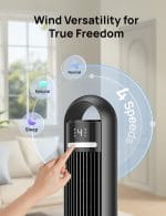 Dreo Tower Fan for Bedroom, 90° Oscillating Standing Fans for Room with 4 Speeds, 3 Modes, 28dB Quiet for Sleep, 25ft/s Velocity, 8H Timer, Remote, Living Room, Office, Home, Black, TF117 - Image 4