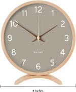 Maxspace Table Clock - 8 Inch Silent Non-Ticking Wooden Timepiece Desk Clock Perfect for Living Room Office Bedroom Decor（Grey） - Image 4