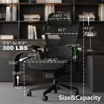 Ergonomic Office Chair, Big and Tall Mesh Computer Gaming Chair with Headrest, Work Chair with Adaptive Lumbar Support, 5D Armrest,90-130°Tilt, Model Zen (All Black) - Image 3