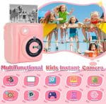 Instant Print Camera for Kids - 2.4 Inch Kids Camera Instant Print with Paper & 32G Card- Digital Children Toys as Christams Birthday Gifts for Girls Boys Age 3-12 - Pink - Image 3