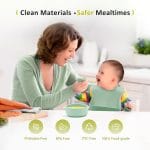 Silicone Baby Feeding Set, Baby Led Weaning Supplies, Eating Essentials Utensils with Suction Plate and Bowl, Pocket Bib, Sippy Cup with Lid, Forks Spoons Snack Container, for 6+ Months, Green - Image 4