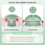 Silicone Baby Feeding Set, Baby Led Weaning Supplies, Eating Essentials Utensils with Suction Plate and Bowl, Pocket Bib, Sippy Cup with Lid, Forks Spoons Snack Container, for 6+ Months, Green - Image 5