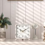 Vintage White Table Clock on Stand, Desk and Shelf Decor Clock, French Rustic Style Non-Ticking Mantel Clocks for Farmhouse, Living Room, Bedroom, Bedside, Gift (8.5" H x 5.5" W) - Image 4
