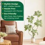 4FT Artificial Sumac Tree in White Pot, Real Touch Silk Faux Plant Indoor Outdoor - Lifelike Fake Tree for Home, Office, Living Room, Lobby, Patio Decor - Image 3