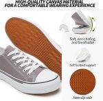 Adokoo Canvas Tennis Shoes for Women Low Top Casual White Black Sneakers for Women Lace Up Fashion Comfortable Walking Shoes - Image 3