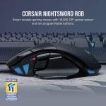 Corsair NIGHTSWORD RGB Gaming Mouse for FPS, MOBA - 18,000 DPI - 10 Programmable Buttons - Weight System - iCUE Compatible - Black - Image 3