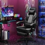 Meilocar Gaming Chair for Adults, Gaming Chairs with Footrest, Ergonomic Video Game Chair with Massage Lumbar Big and Tall Computer Chair, Headrest, 360° Swivel Seat, Grey - Image 3