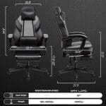 Meilocar Gaming Chair for Adults, Gaming Chairs with Footrest, Ergonomic Video Game Chair with Massage Lumbar Big and Tall Computer Chair, Headrest, 360° Swivel Seat, Grey - Image 4