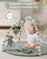 Blissful Diary Baby Play Gym Mat, Play Mat Activity Mat with 6 Detachable Toys for Stage-Based Sensory & Motor Skill Development, Easy to Install & Clean, Baby Essentials Gift, Sage Green - Image 3