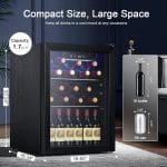 Antarctic Star Wine Cooler, Beverage Refrigerator,16 Bottle 68 Can Freestanding Wine Cellar Front Glass Door for Home and Bar, Digital Temp Control, Blue LED, 1.7 Cu.Ft. - Image 3