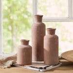 LUKA Ceramic Rustic Farmhouse Vase,Terracotta Vases for Decor,Vase Set of 3,Vases for Your Bedroom,Office,Living Room,Fireplace,Bookshelf Decor,Housewarming 10+7.5+5 Inch - Image 3