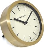 Westclox Contemporary Table & Wall Clock for Home or Office – 6-Inch Round Analog Clock with Brushed Gold Metal Frame, Folding Stand & Wall Mount (Gold, 6-Inch) - Image 4