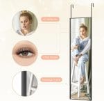 Kosmonia 48x14 Inch Full Length Tempered Glass Door Mirror - Over The Door Hanging, No Drill Installation, Suitable for Bedroom & Closet, Sturdy Hanging Design - Image 3