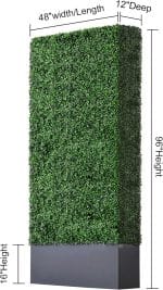 AGPL Upgraded Artificial Boxwood Hedge Wall with Dark Grey Stainless Steel Planter Outdoor Backdrop Privacy Screen,Patio,Balcony,Restaurant,Garden,Party Décor (96" Height 48" Width 12" Deep) - Image 3