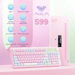 AULA 99 Key Keyboard, Wireless Gaming Keyboard Bluetooth Computer Keyboards Creamy Cute with Number Pad RGB Backlit Tri-Mode BT/2.4GHz/USB-C - Pink - Image 3