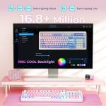 AULA 99 Key Keyboard, Wireless Gaming Keyboard Bluetooth Computer Keyboards Creamy Cute with Number Pad RGB Backlit Tri-Mode BT/2.4GHz/USB-C - Pink - Image 4