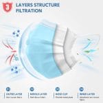 HDFK Face Mask Disposable Adults 3Ply Non-Woven with Nose Clip Ear Loop Blue 50Pack - Image 4