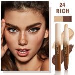 2in1 Cream Contour Highlighter Stick, Neutral Bronzer Makeup Sticks, Applies Dual-Ended Sculpting Stick for Face Body, Long Lasting Waterproof No Smudging, Suitable for Makeup Beginners- Rich - Image 3