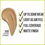 Maybelline Super Stay Full Coverage Liquid Foundation Active Wear Makeup, Up to 30Hr Wear, Transfer, Sweat & Water Resistant, Matte Finish, Golden Caramel, 1 Count - Image 3