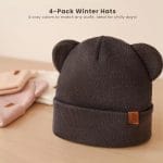 Konssy 4 Pack Baby Winter Hat with Bear Ears, Warm Rib Baby Knit Beanie for Newborns & Infants, Cozy Hat 0–6 Months - Image 7