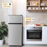 Manastin 4.5 Cu.Ft Mini Fridge with Freezer, Small Fridge with 2 Doors for Office, Kitchen, Dorm and Bedroom, Mini Refrigerator with Adjustable Shelves (Silver) - Image 3